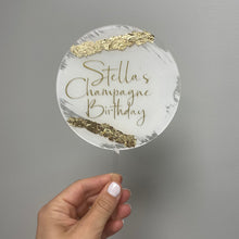 Load image into Gallery viewer, Gold Flake &amp; painted back Cake Topper
